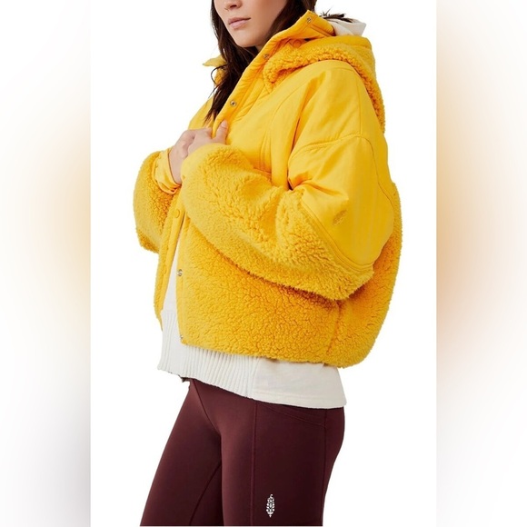 FP Movement Free People Adventure Awaits Sherpa Fleece Jacket Bright Yellow - Picture 4 of 12